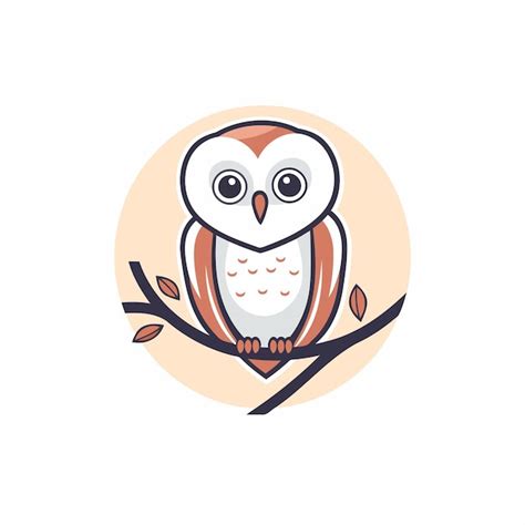 Cute Hibou Assis Sur Une Branche Illustration Vectorielle Dans Le Style