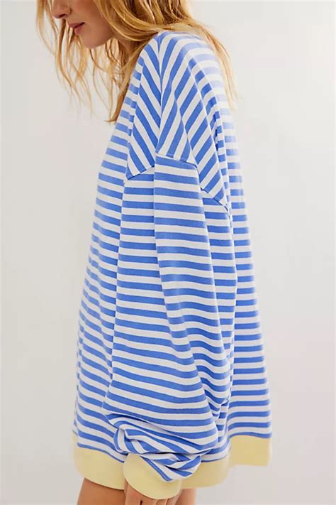 Classic Striped Oversized Crewneck Free People