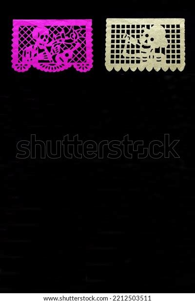 Colored Papel Picado Offering Mexican Tradition Stock Photo