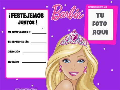 Invitaciones De Barbie Con Foto Invitaciones De Cumplea Os Infantiles