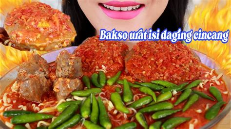 Asmr Bakso Urat Jumbo Isi Daging Cincang Sambel Mercon Indonesian