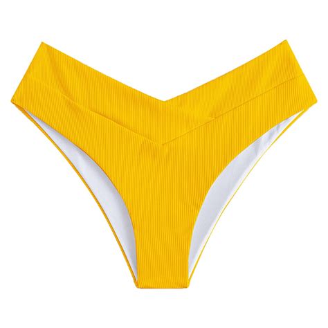 Mifelio Bikini Underwear Women S V Cut High Waisted Swim Bottom Hipster Ribbed High Cut Bikini