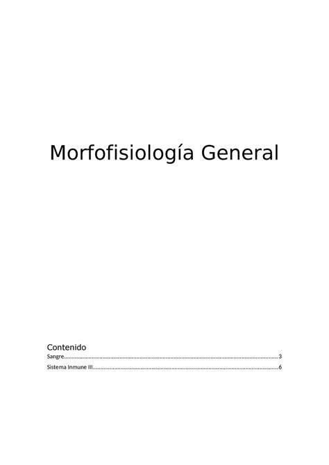 Morfofisiología General Morfofisiología General Contenido Studocu