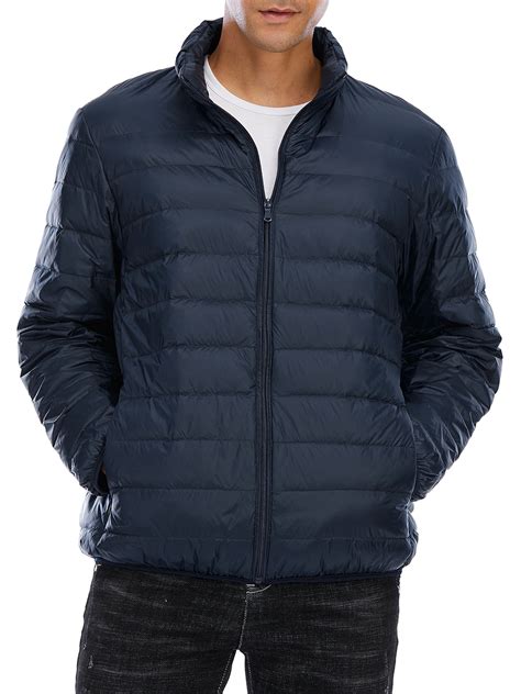 Men S Packable Down Jacket Winter Warm Jacket Lightweight Zipper Jacket Puffer Bubble Coat Black