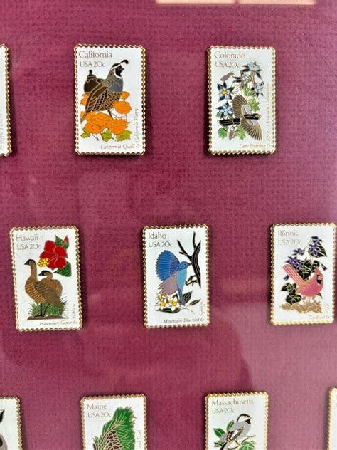 Vintage USPS Postage Stamp Lapel Pins State Wildlife Set Lot Of 50