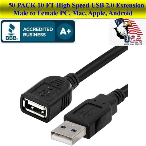 Used 50 Pack High Speed Usb 20 Extension Cable A Male To A Female 10