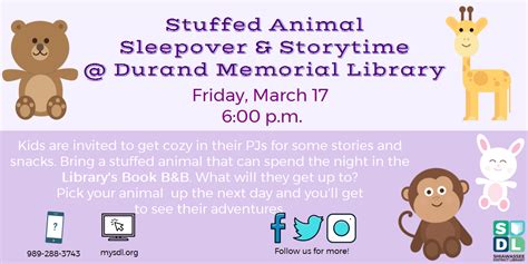 Stuffed Animal Storytime And Sleepover Shiawassee District Library