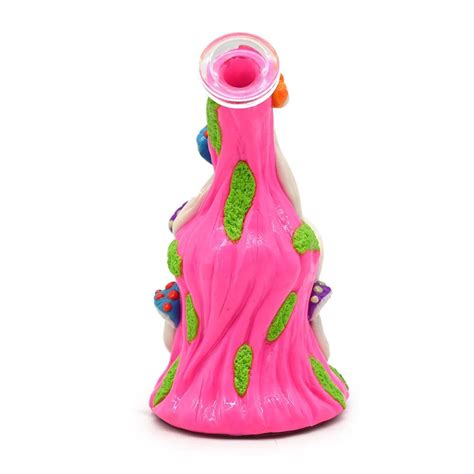 Glass Mushroom Bongs With Polymer Clay Decorationshand Painted Glass