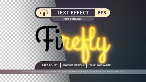 Premium Vector Firefly Editable Text Effect Font Style