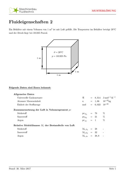 Tutorium Musterl Sung Str Mungsmechanik Fluideigenschaften Ein