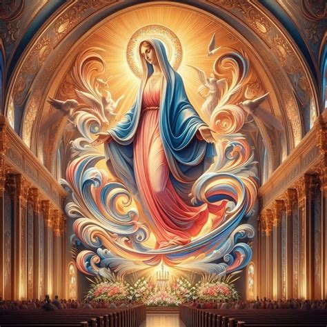 Una Pintura De Una Virgen María Se Muestra En Una Iglesia Imagen