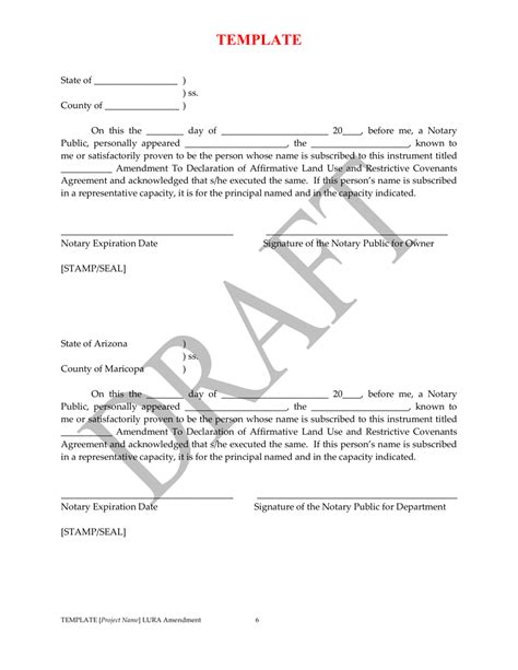 Arizona Amendment To Declaration Of Affirmative Land Use And