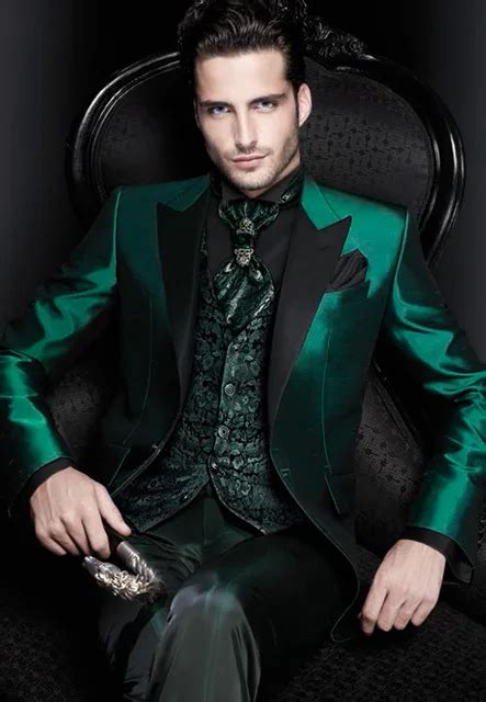 New Arrivals Italian Green Men Suits Satin Slim Fit Formal Groom Prom