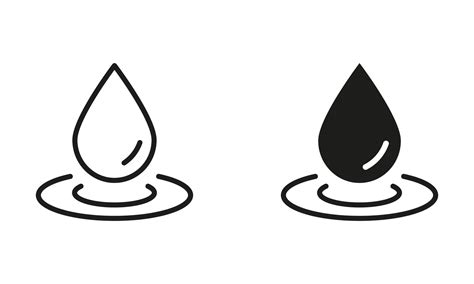 Water Drop Silhouette And Line Icon Set Water Droplet And Splash Black