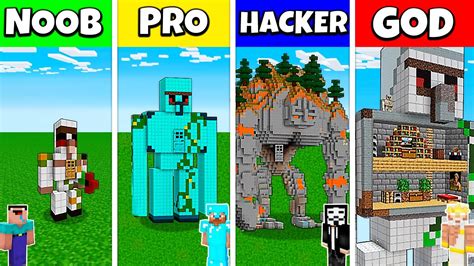 Minecraft Battle Noob Vs Pro Vs Hacker Vs God Inside Golem House Base