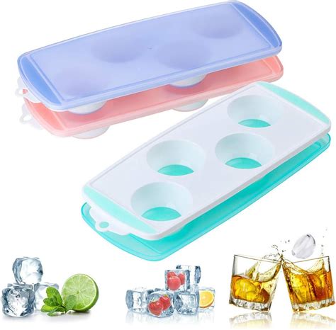 Amazon.com: Large Ice Cube Trays with Lid - 3 Pack Silicone Ice Cube ...