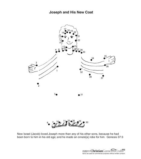 Joseph Coat Of Many Colors Connect Dots Bible Printable At Christian