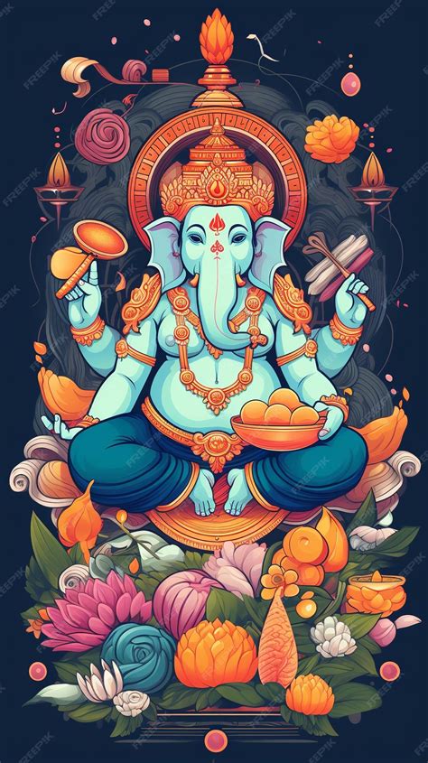 Premium Ai Image Illustration Of Flat Illustration Of Lord Ganesha