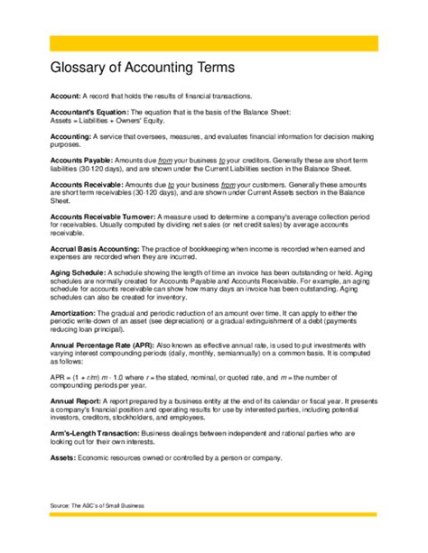 Pdf Glossary Of Accounting Terms