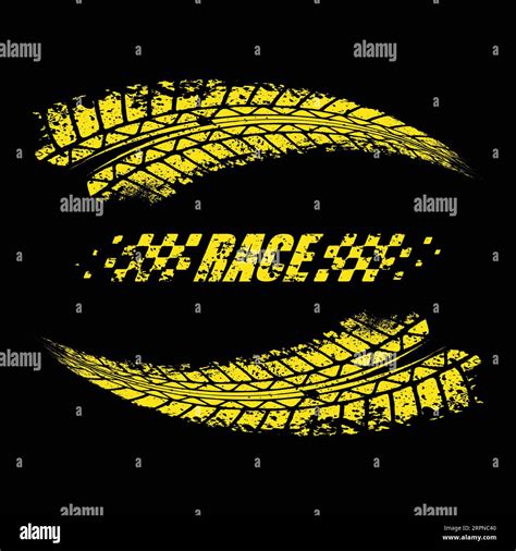 Grunge Horizontal Tire Track Yellow Banner Stock Vector Image Art Alamy