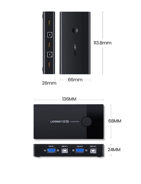 Ugreen Usb Hdmi Kvm Switch 4k Ultra Hd Hdmi Switcher Box For Sharing