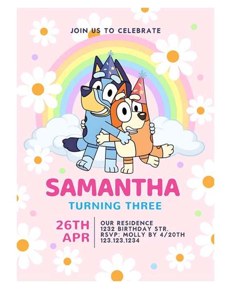 Bluey Birthday Invitation Invite Template Bluey And Bingo Bi