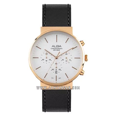 Jual Alba Jam Tangan Pria Alba AT3F14X1 Man White Dial Black Leather