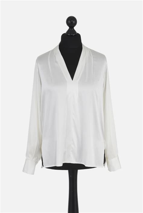 Ladies Tunic Shirt In White Silk Luxury Ladies Shirt