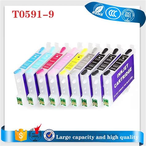 Vilaxh 9pcs T0591 T0599 Empty Refillable Ink Cartridge For Epson Stylus