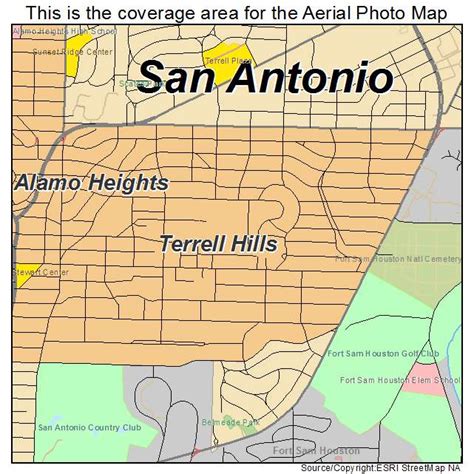 Aerial Photography Map of Terrell Hills, TX Texas