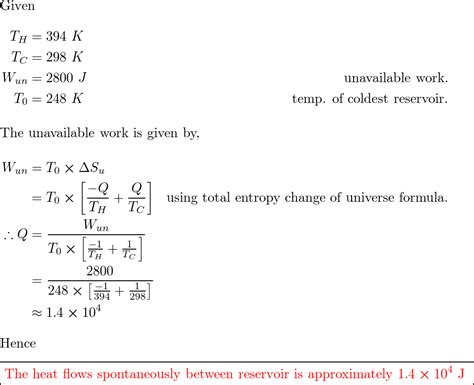 Heat Q Flows Spontaneously From A Reservoir At K Into A Quizlet