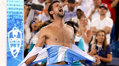 Djokovic Rips Jersey In Hogan Like Celebration After Taking Revenge