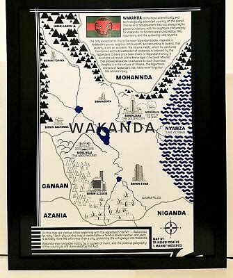 Black Panther Wakanda Map 11x14 FRAMED Marvel Comics Art Print Poster | #3852624840