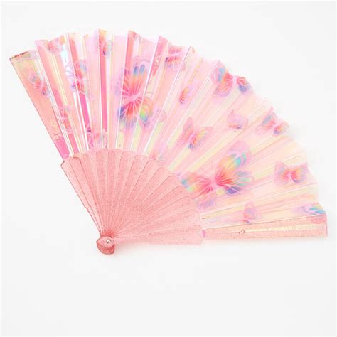 Butterfly Folding Fan Pink Claires Us