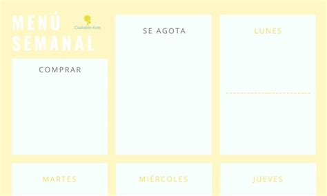 Plantilla Menu Semanal Para Rellenar Actualizado Octubre