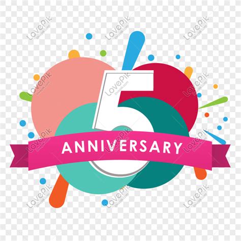 Beautiful 5th Anniversary Decorative Art Word Png Transparent Image And