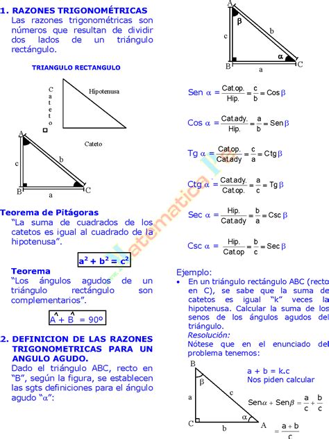 RAZONES TRIGONOMÉTRICAS PROBLEMAS RESUELTOS DE TRIGONOMETRÍA