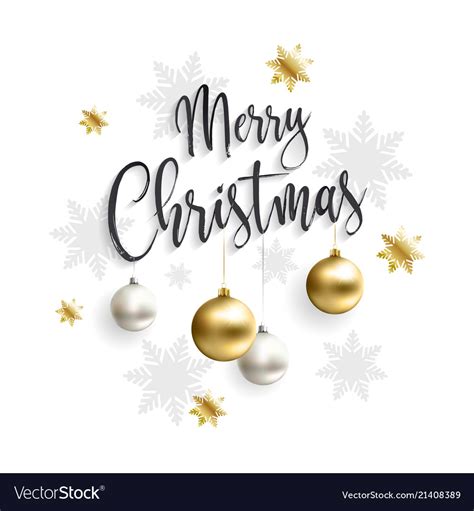 Merry Christmas Card With Gold Balls Royalty Free Vector