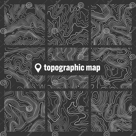 Mapa Topográfico Com Linhas De Contorno Elevação Da Altura Do Relevo Da Grade Do Terreno