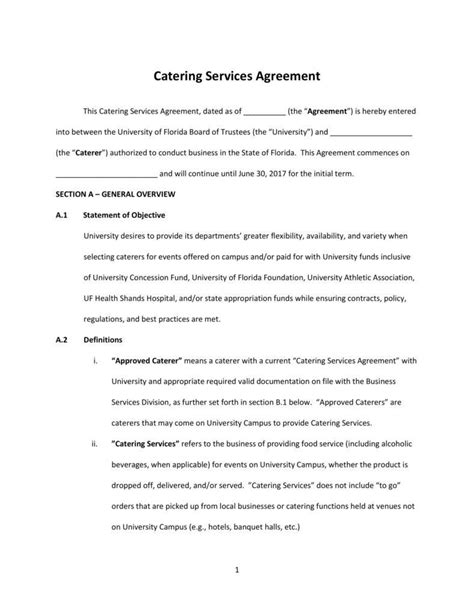 6 Food Service Contract Templates PDF Word