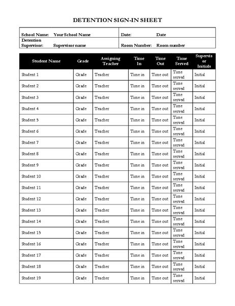 Meeting Sign In Sheet