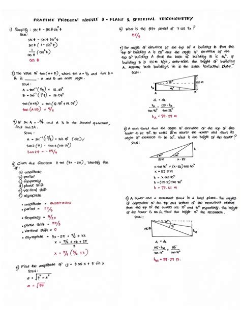 Trigonometry Practice Problems With Solutions | PDF