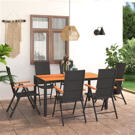 Decoways 7 Delige Tuinset PE Rattan HKC En Gepoedercoat Aluminium