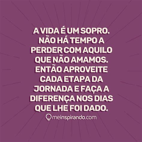 A Vida é Um Sopro Não Há Tempo A Perder Com Aquilo Que Não Amamos