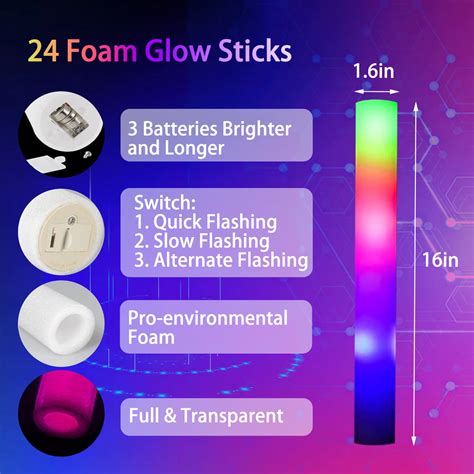 Marspeeder Foam Glow Sticks For Wedding 100 Pcs Glow Foam Sticks Led