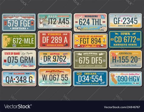 Abscract vehicle registration number plates Vector Image