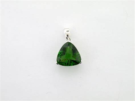 Green Trillion Pendant In Sterling Silver Multiple Sizes Available