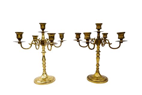 Pair Of Large Vintage Brass Arm Candelabras Brass Candlesticks By