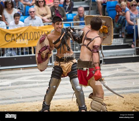 Roman gladiators fight out amphitheater hi-res stock photography and ...
