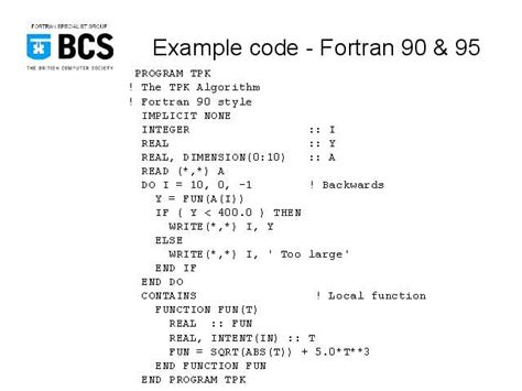 Example Code Fortran 90 95